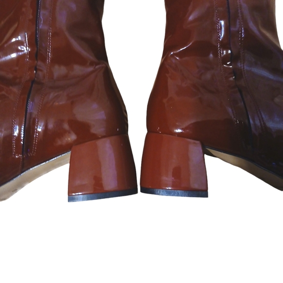 Italian Patent Burgundy Knee High Block Heel Boots Women’s size … - Picture 3 of 14